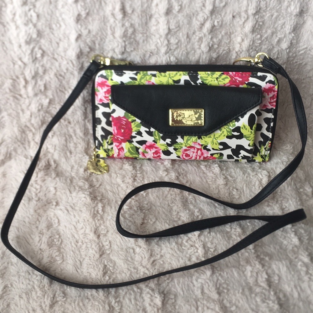 Betsey Johnson Floral Wallet with Strap